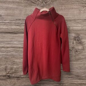 Athleta Red Cowl Neck Sweater with Zipper